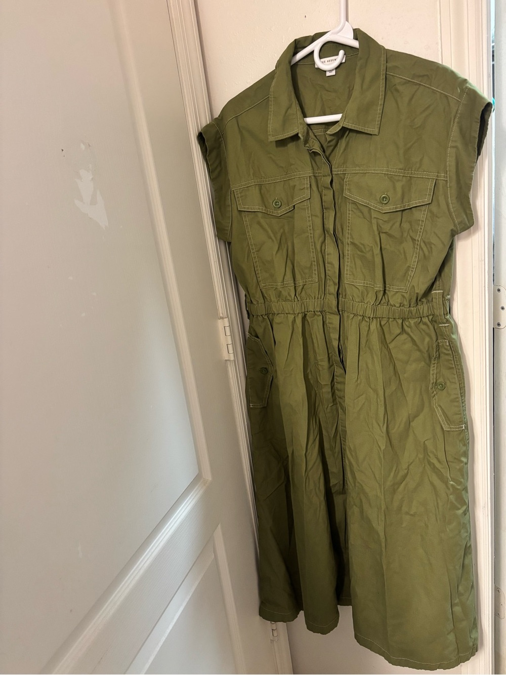 Free People Olive Green Utility Midi Dress